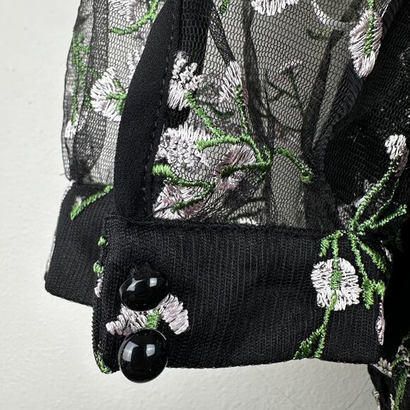 NEW Lulus Radiant Love Black Embroidered Skater Dress Fairy Babydoll Sz M - Picture 10 of 16